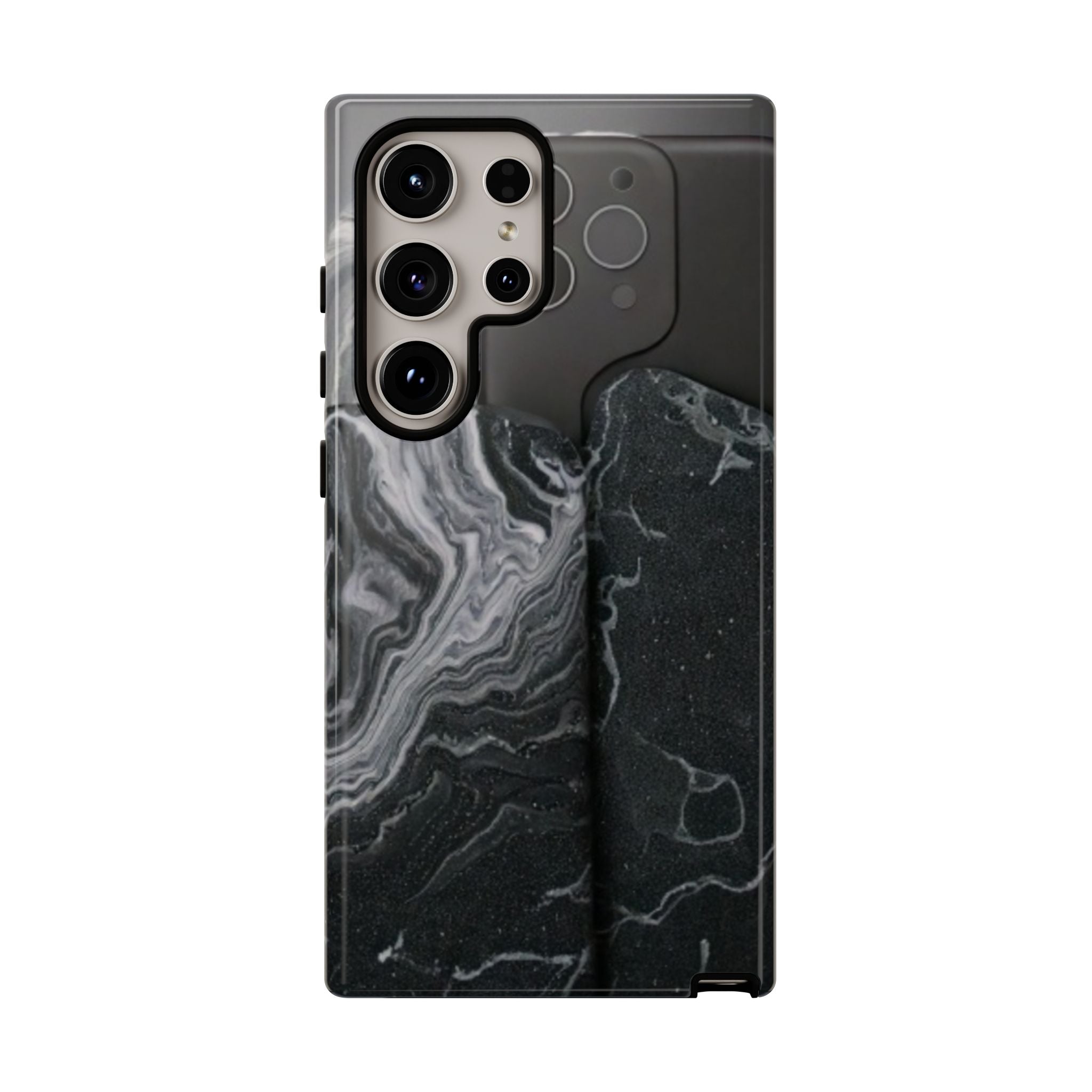 Black Marble Tough Phone Case — Protective iPhone Cover with Marble Texture