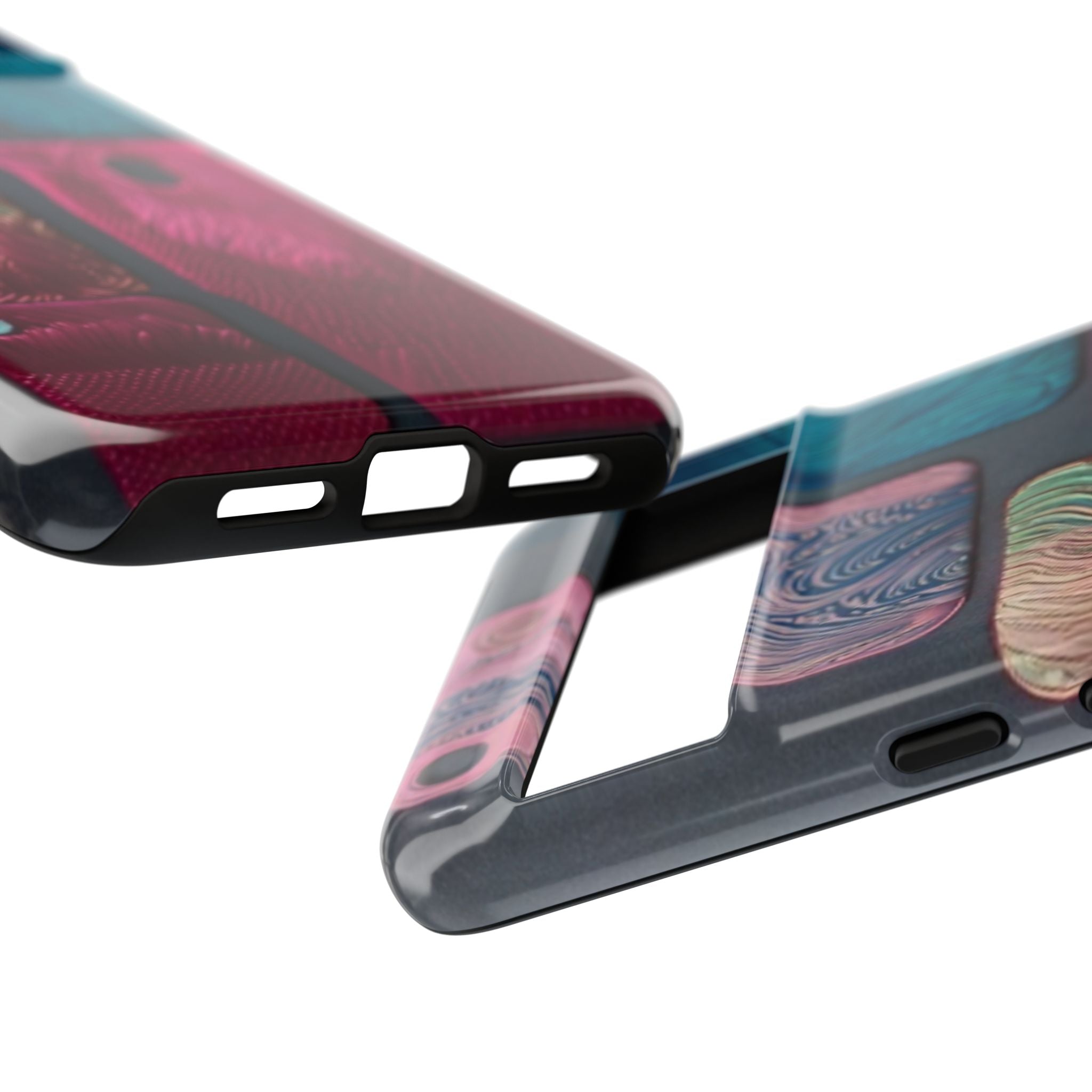 Tough Case - Colorful Textured Phone Case (Protective, Artistic Swirl Design)