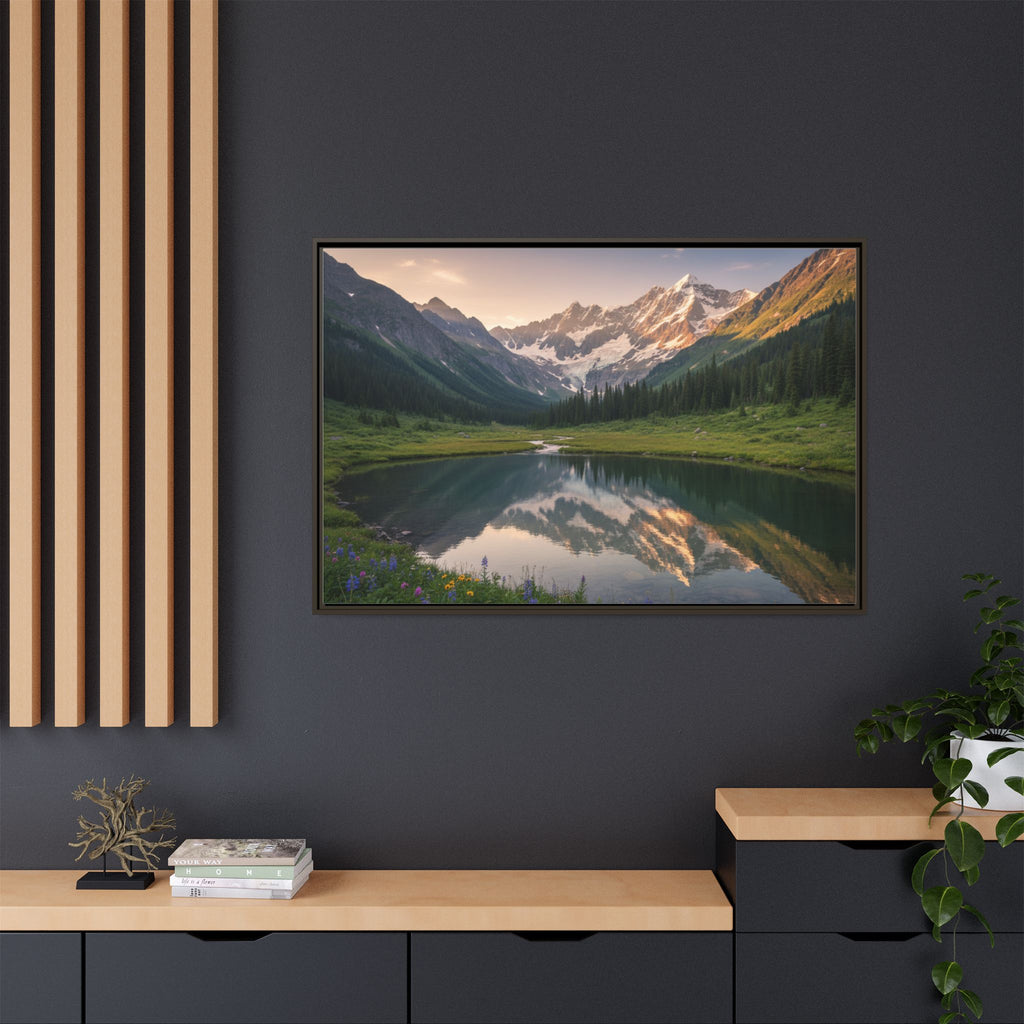 Matte Framed Canvas - Mountain Lake Landscape Wall Art