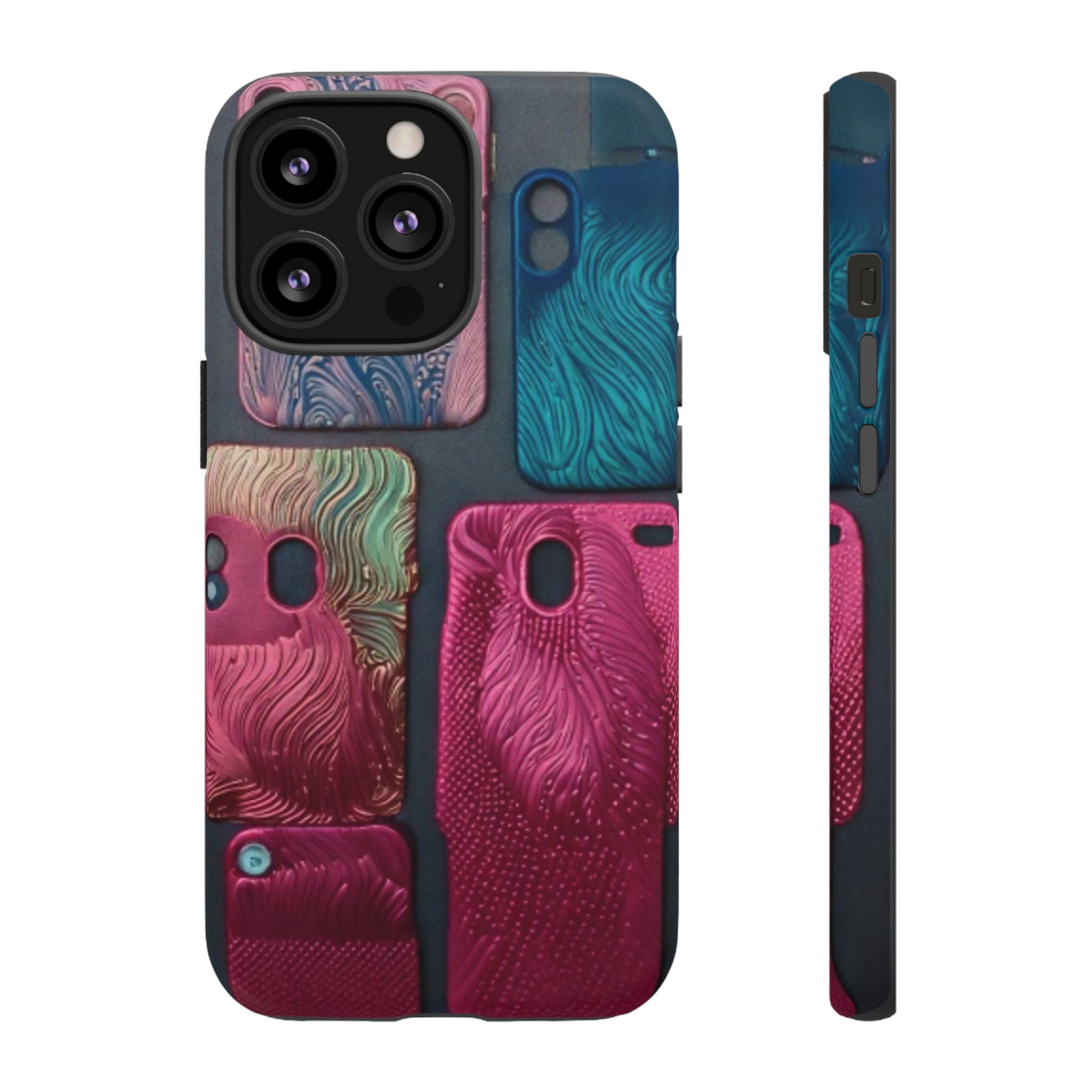 Tough Case - Colorful Textured Phone Case (Protective, Artistic Swirl Design)