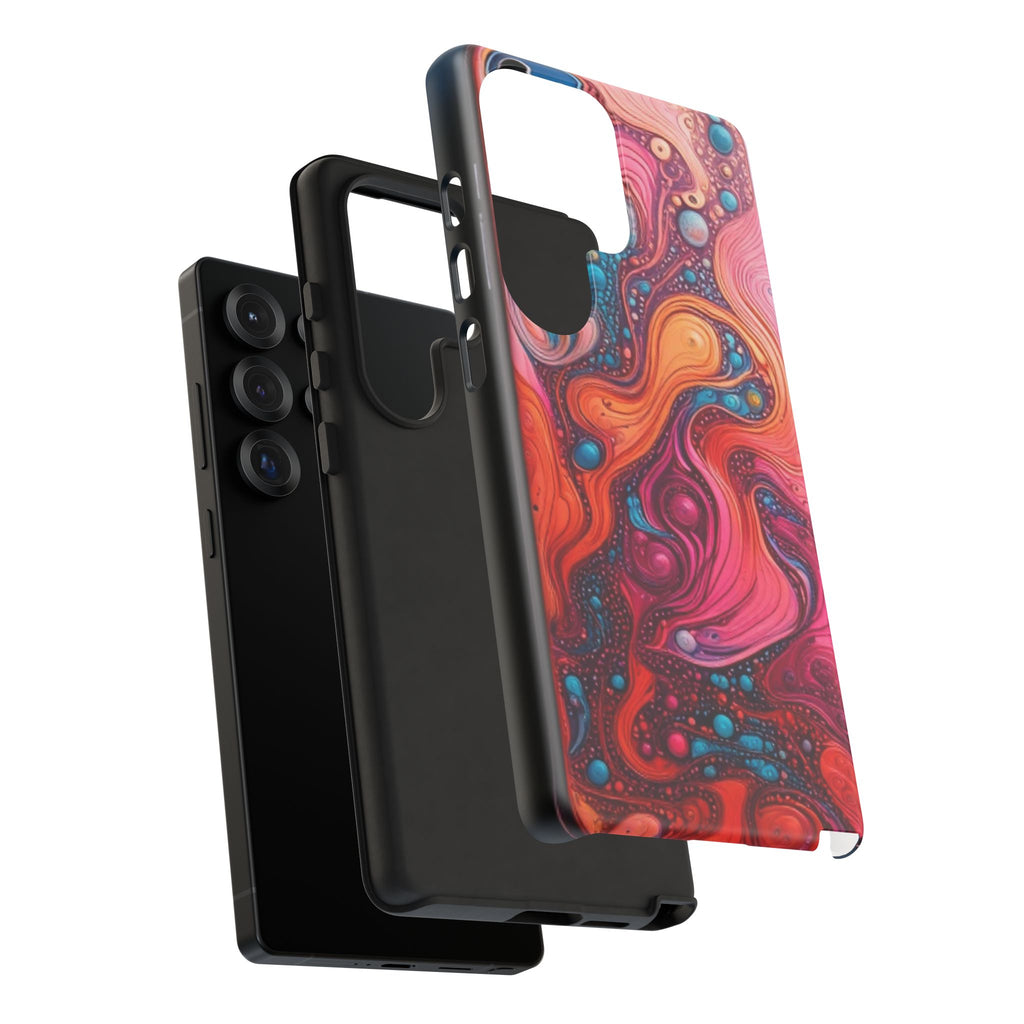 Abstract Swirl Tough Phone Case — Colorful Liquid Art Protective Cover