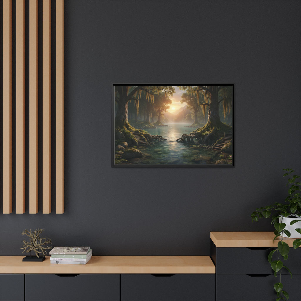 Framed Matte Canvas Art - Step In To The Water