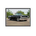 Classic Black 1957 Chevy Poster with Wooden Frame — Vintage Car Wall Art