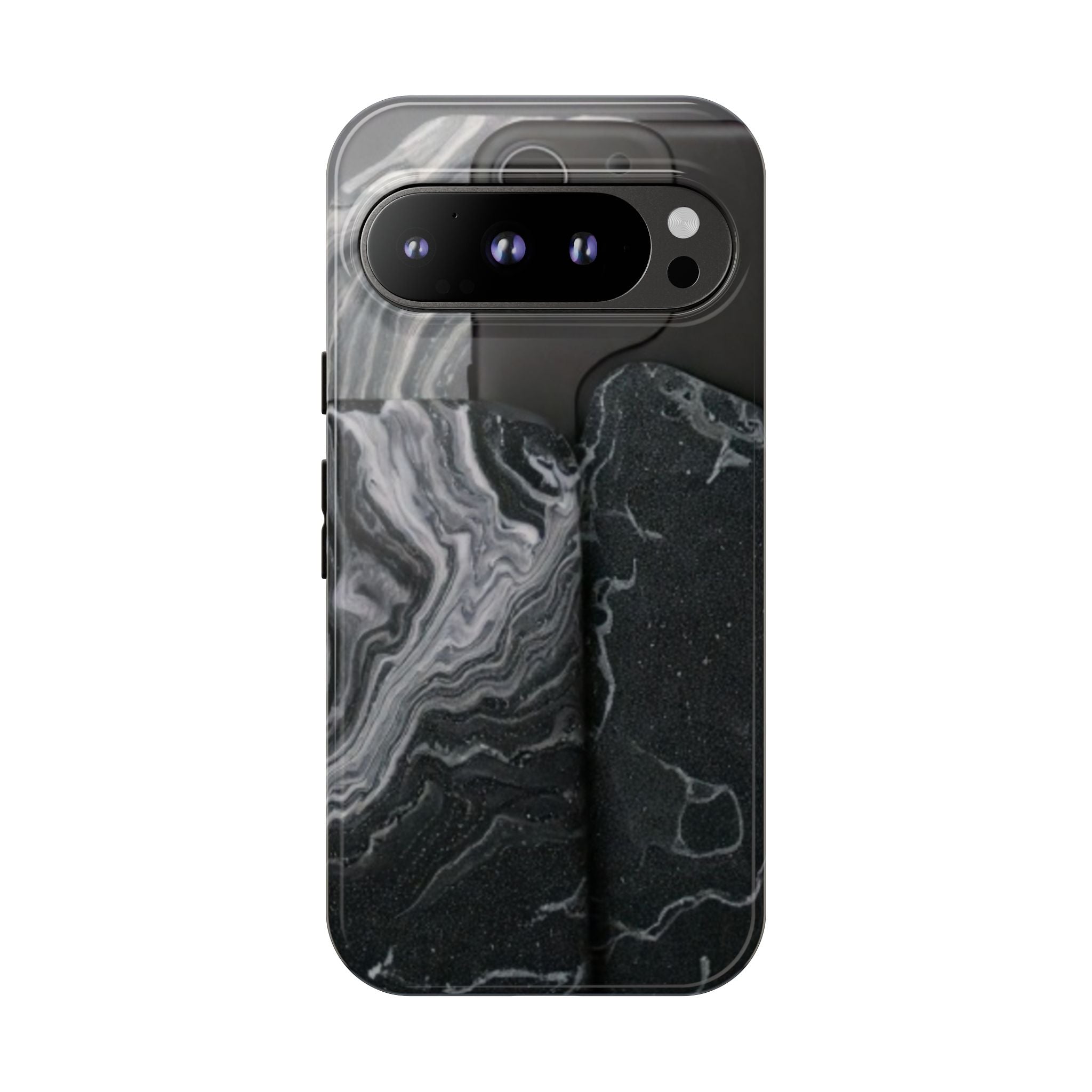 Black Marble Tough Phone Case — Protective iPhone Cover with Marble Texture