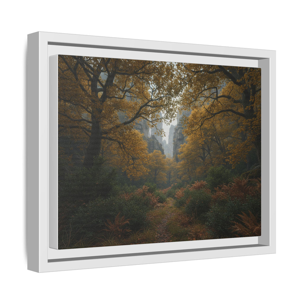 Autumn Forest Path Matte Canvas Print — Framed Wall Art