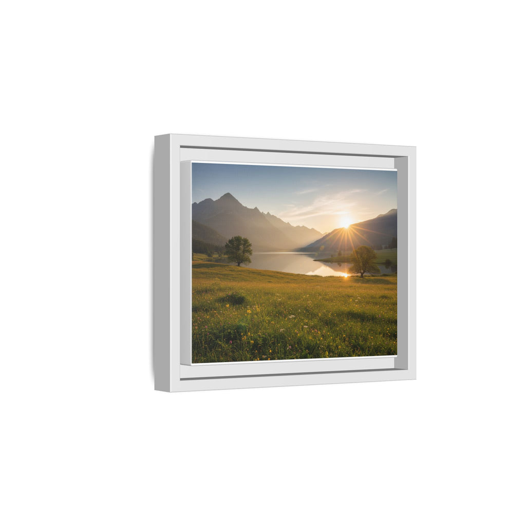 Sunrise Mountain Lake Matte Canvas — Framed Landscape Wall Art