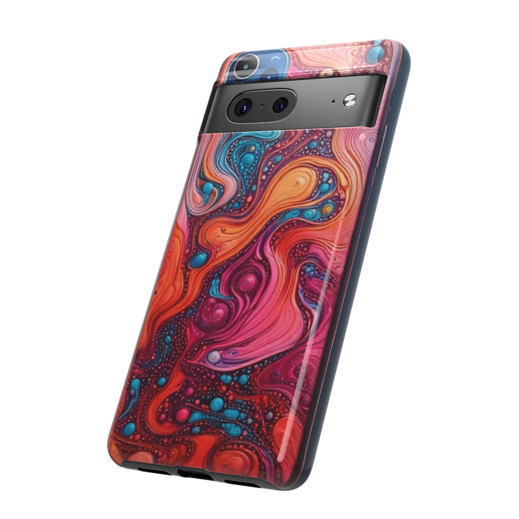 Abstract Swirl Tough Phone Case — Colorful Liquid Art Protective Cover
