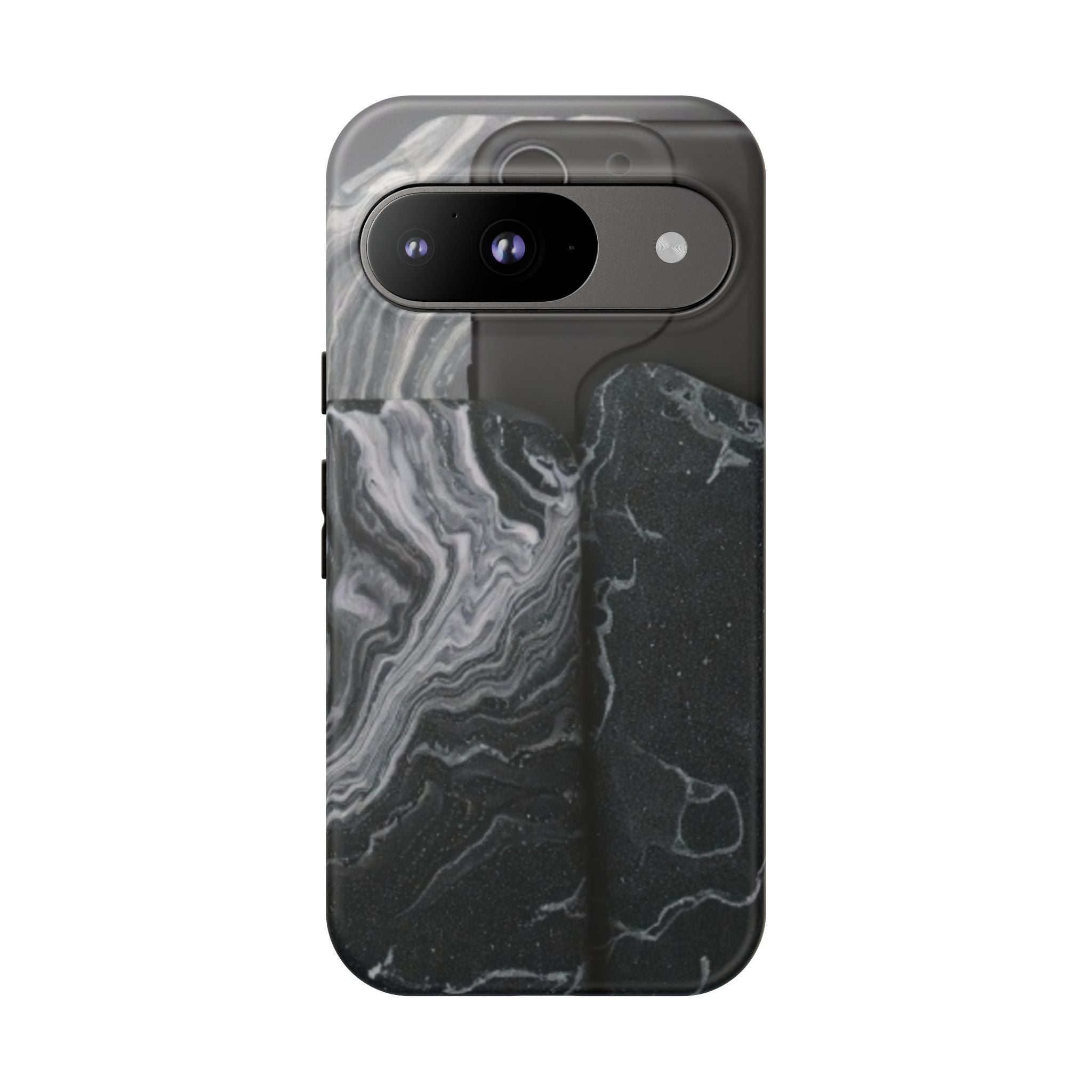 Black Marble Tough Phone Case — Protective iPhone Cover with Marble Texture