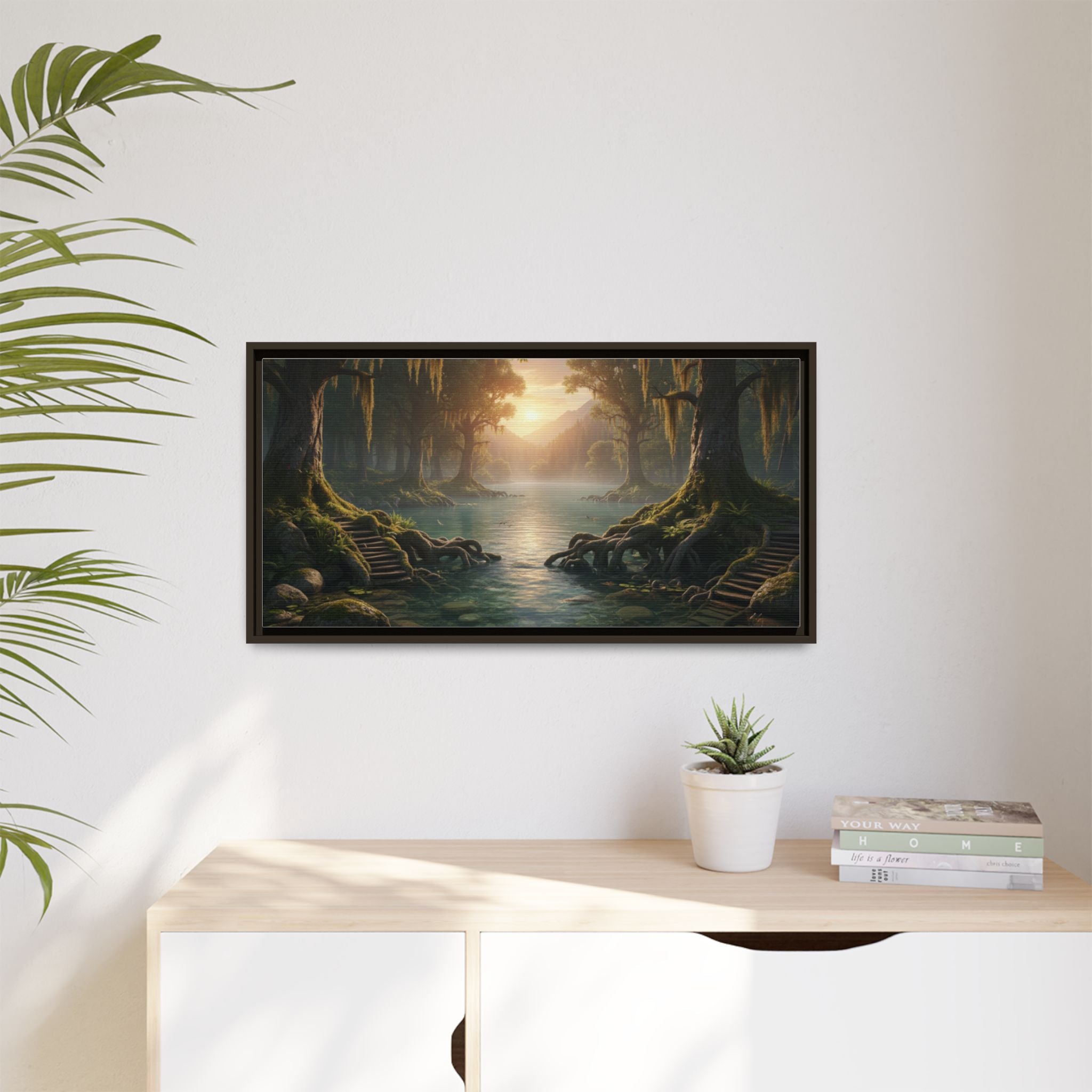 Framed Matte Canvas Art - Step In To The Water