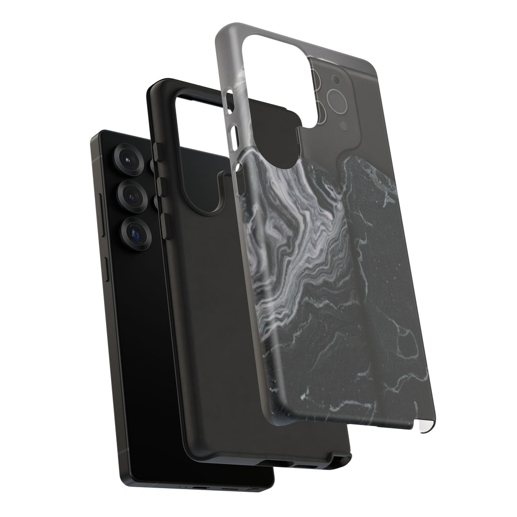 Black Marble Tough Phone Case — Protective iPhone Cover with Marble Texture