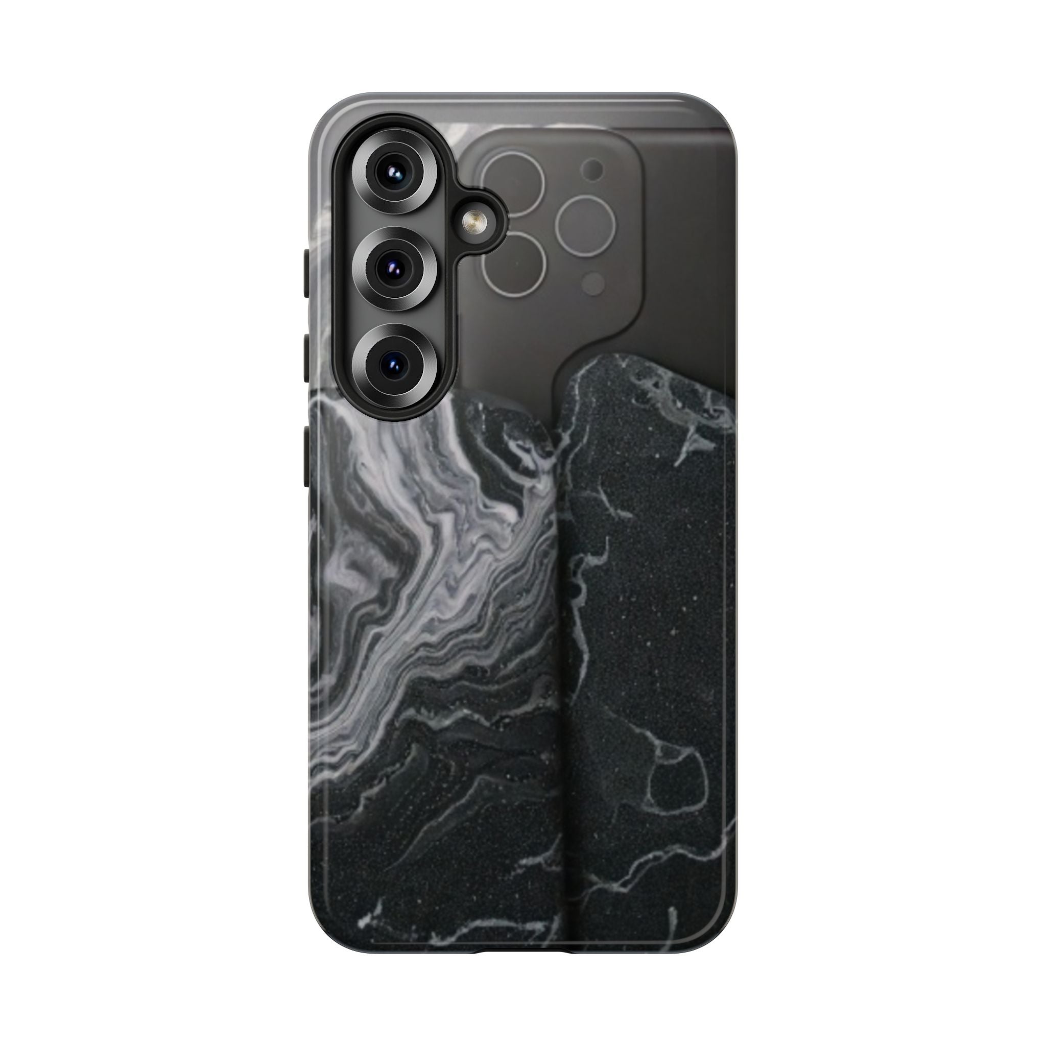 Black Marble Tough Phone Case — Protective iPhone Cover with Marble Texture