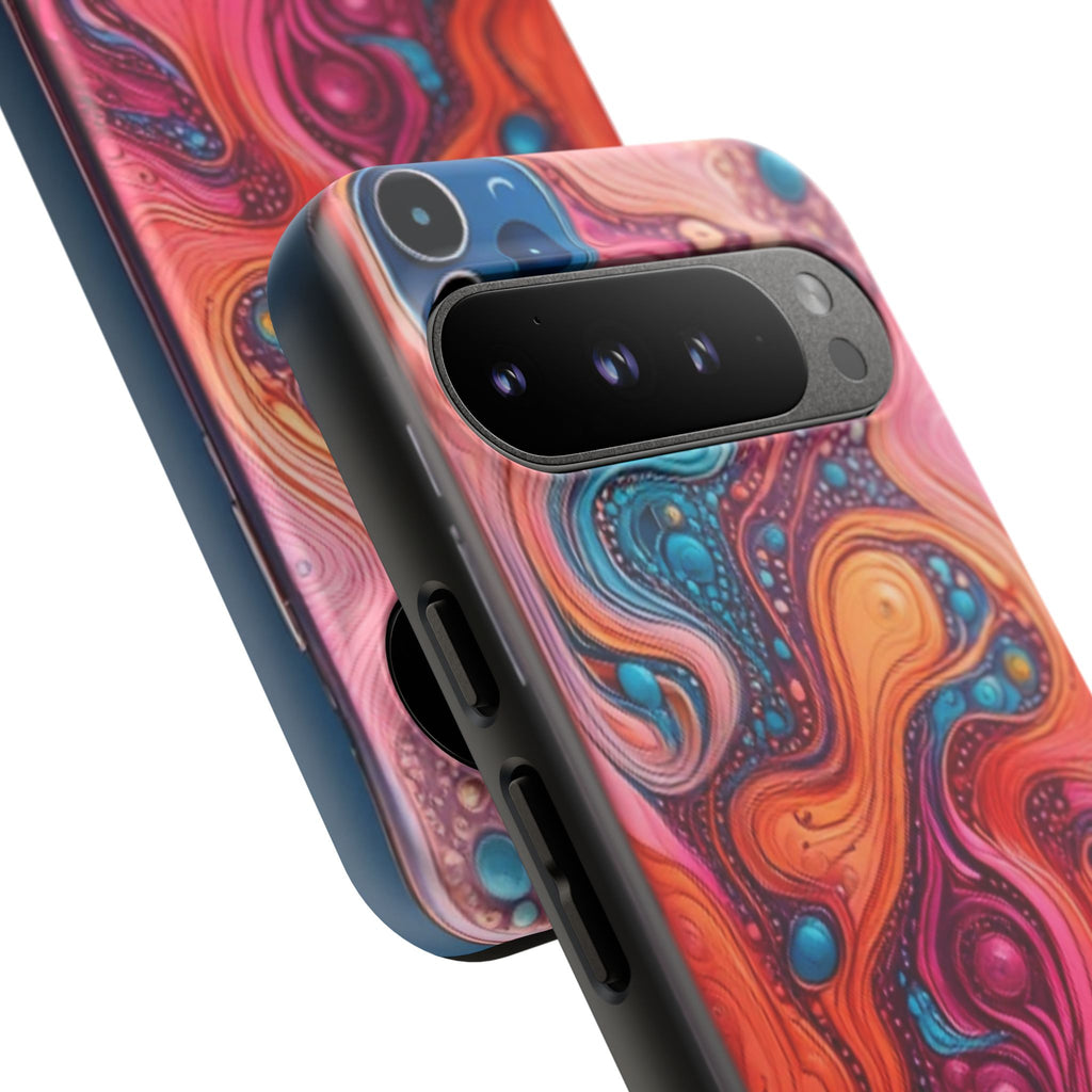 Abstract Swirl Tough Phone Case — Colorful Liquid Art Protective Cover