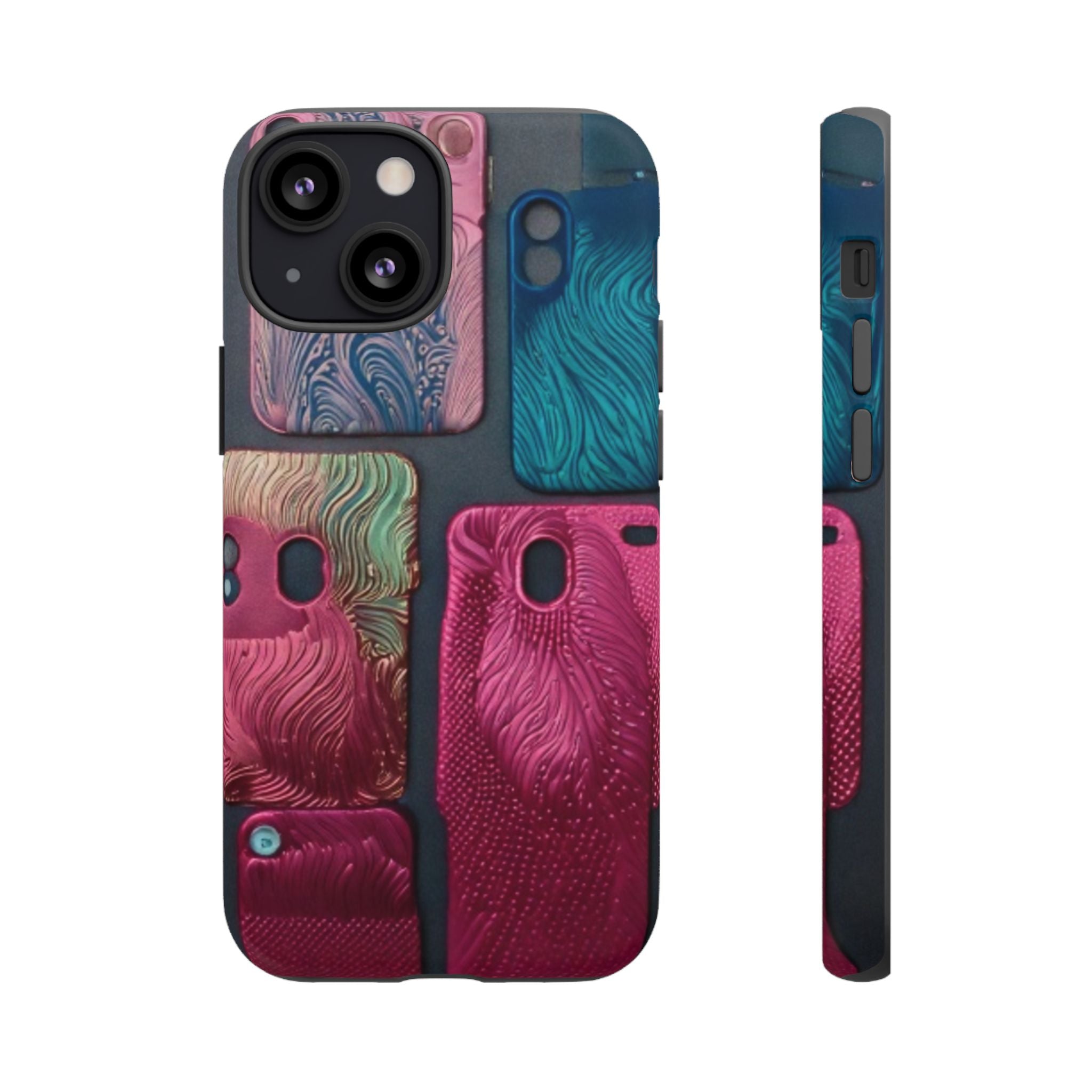 Tough Case - Colorful Textured Phone Case (Protective, Artistic Swirl Design)