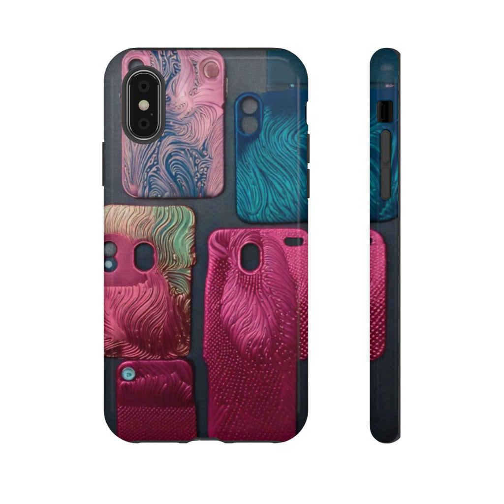 Tough Case - Colorful Textured Phone Case (Protective, Artistic Swirl Design)