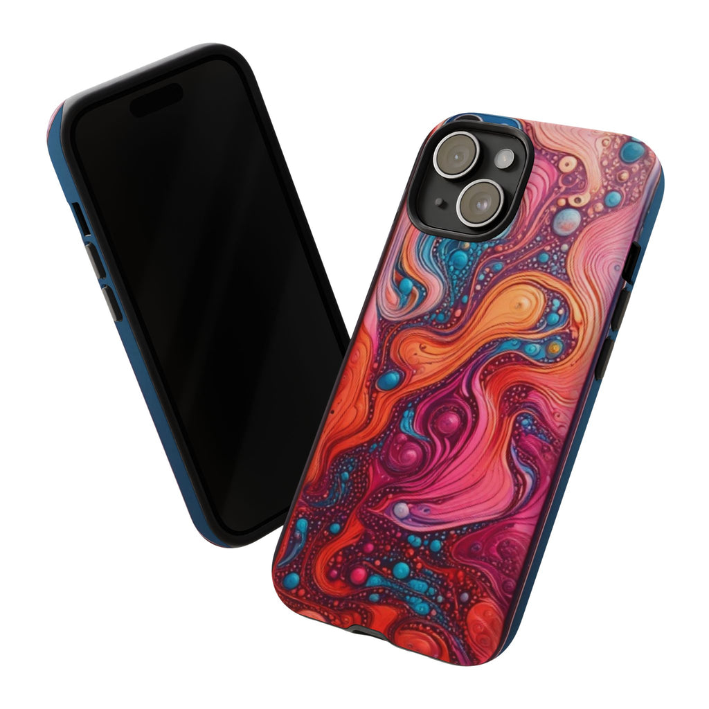 Abstract Swirl Tough Phone Case — Colorful Liquid Art Protective Cover