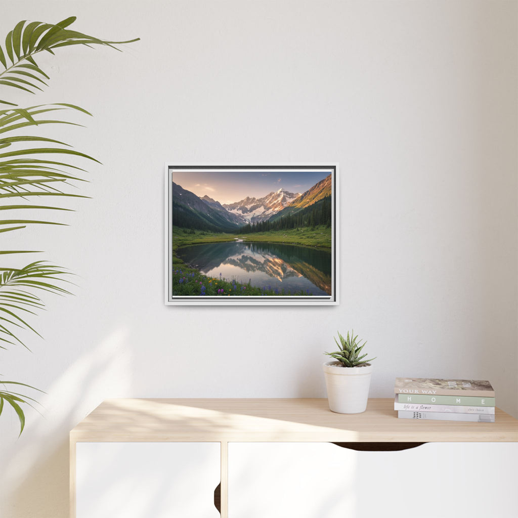 Matte Framed Canvas - Mountain Lake Landscape Wall Art