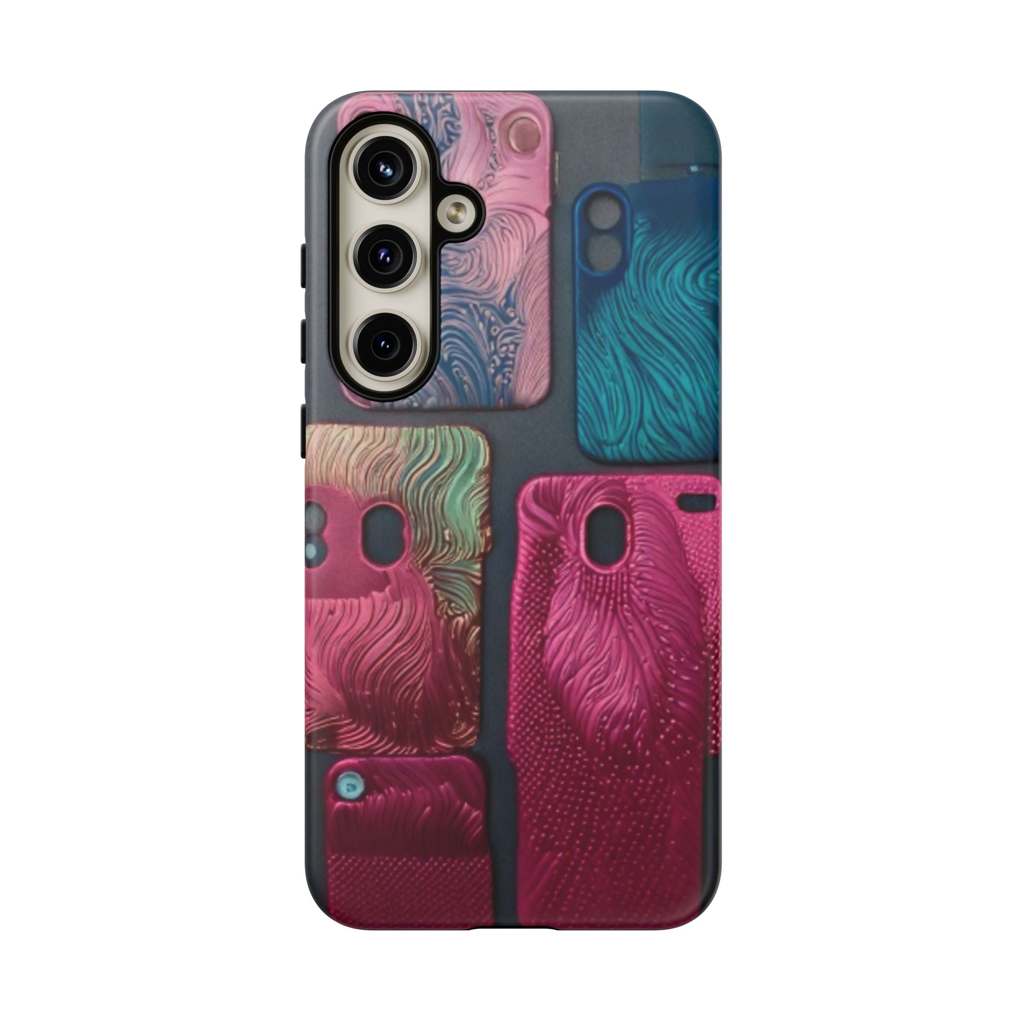 Tough Case - Colorful Textured Phone Case (Protective, Artistic Swirl Design)