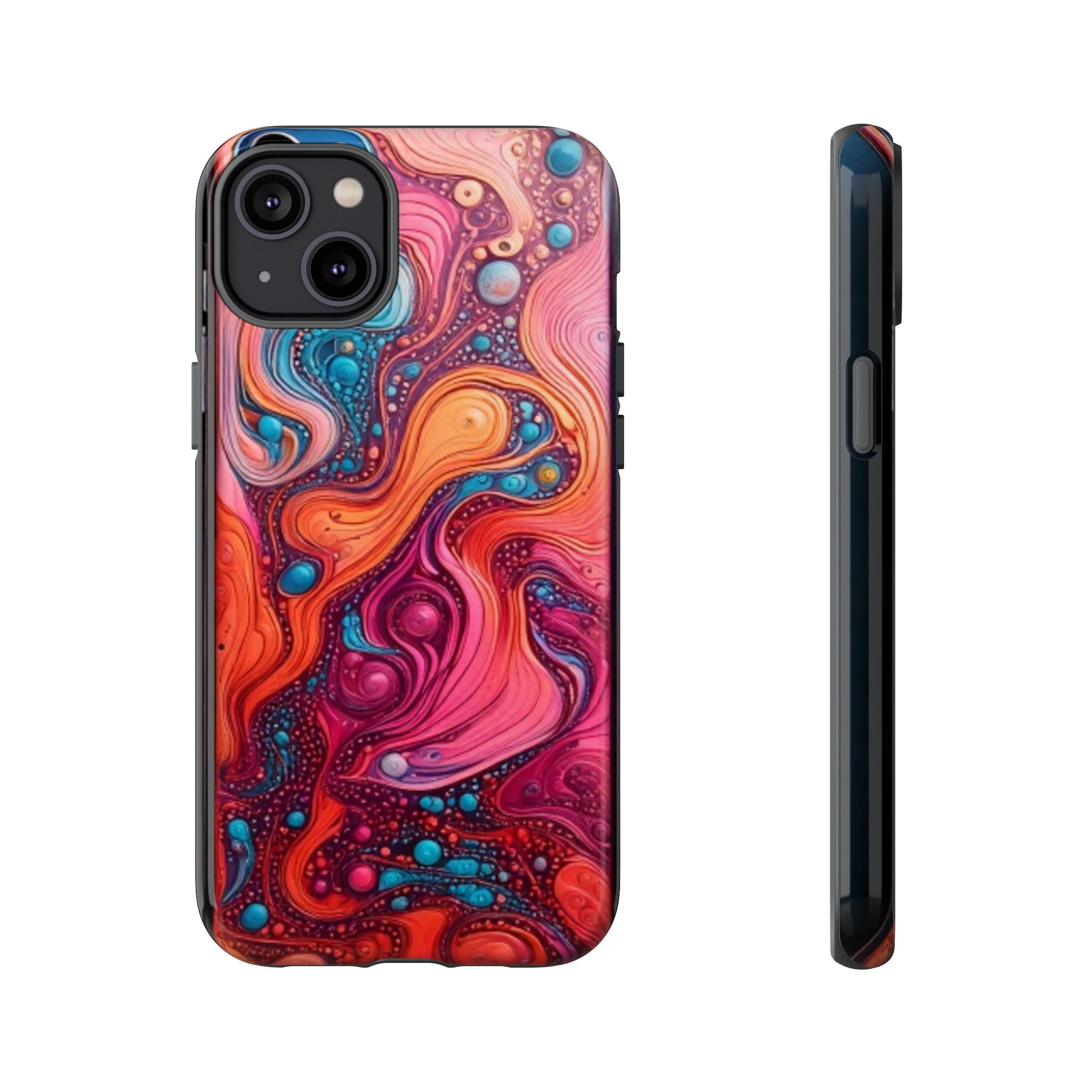 Abstract Swirl Tough Phone Case — Colorful Liquid Art Protective Cover