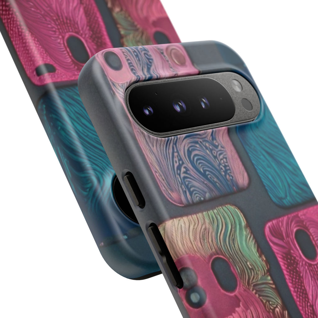 Tough Case - Colorful Textured Phone Case (Protective, Artistic Swirl Design)