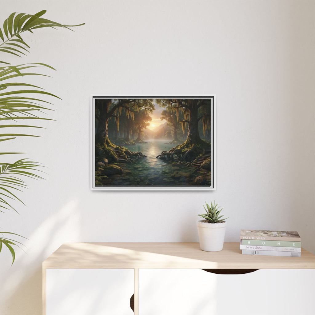 Framed Matte Canvas Art - Step In To The Water