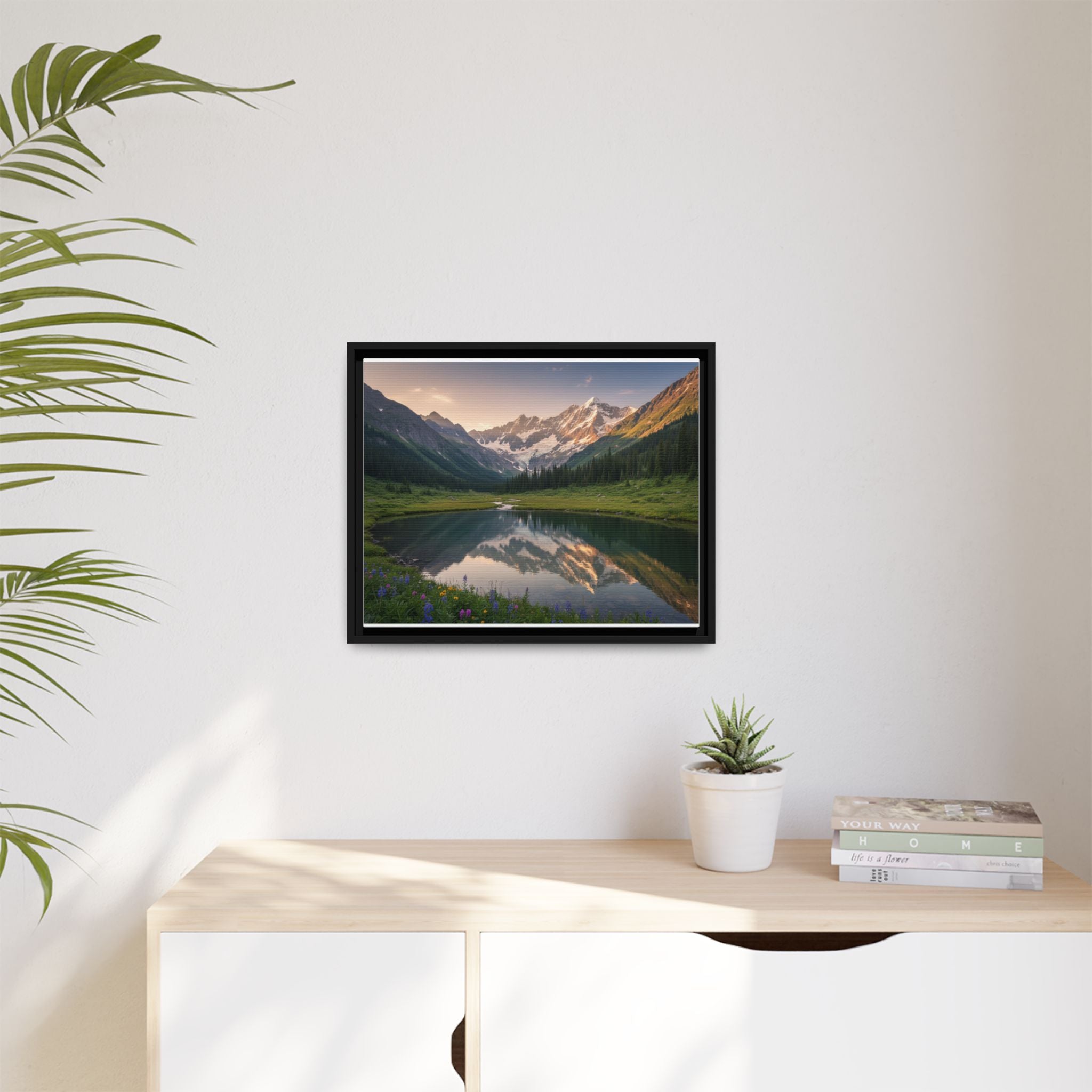 Matte Framed Canvas - Mountain Lake Landscape Wall Art