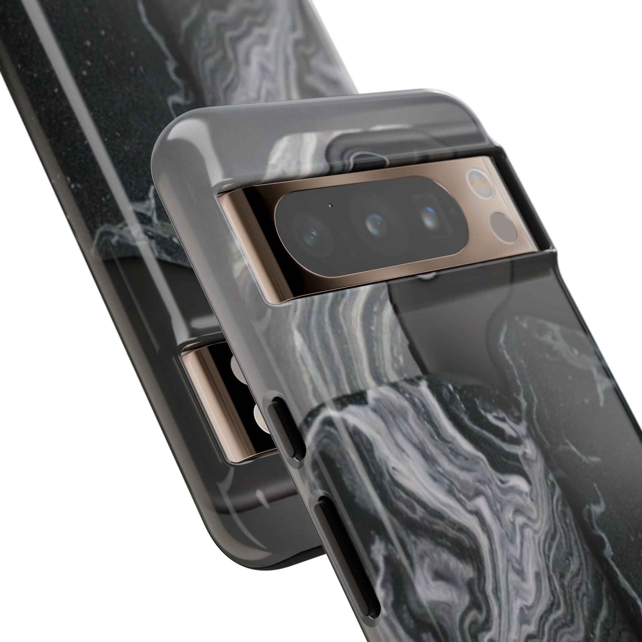 Black Marble Tough Phone Case — Protective iPhone Cover with Marble Texture
