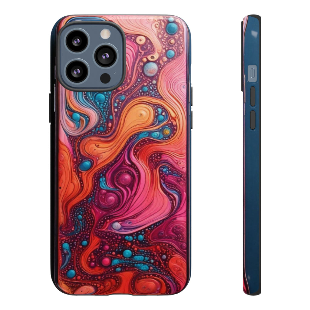 Abstract Swirl Tough Phone Case — Colorful Liquid Art Protective Cover