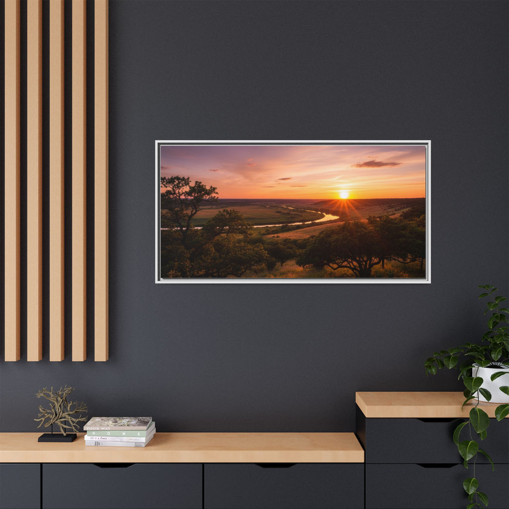 Sunset River Matte Canvas Framed Wall Art