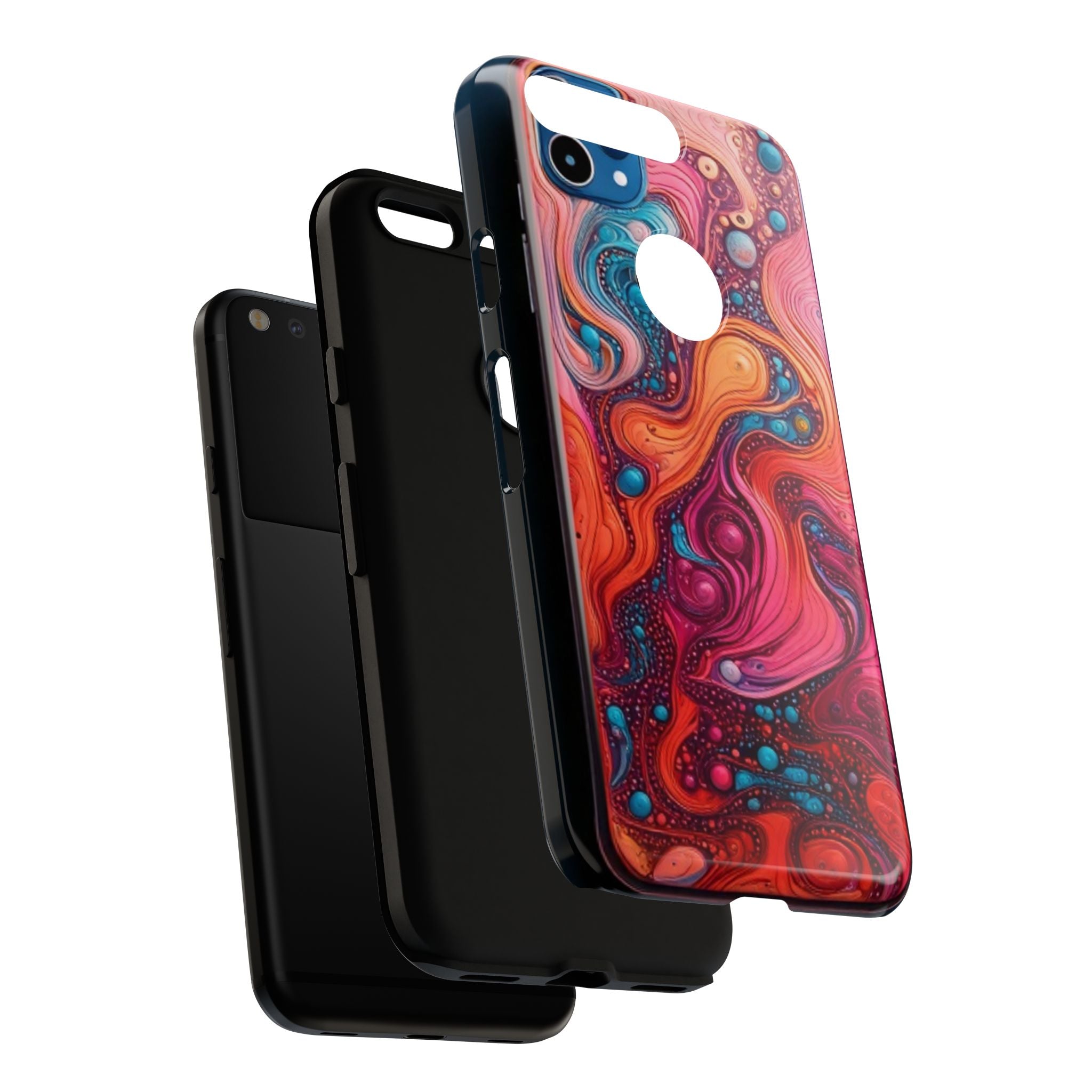 Abstract Swirl Tough Phone Case — Colorful Liquid Art Protective Cover