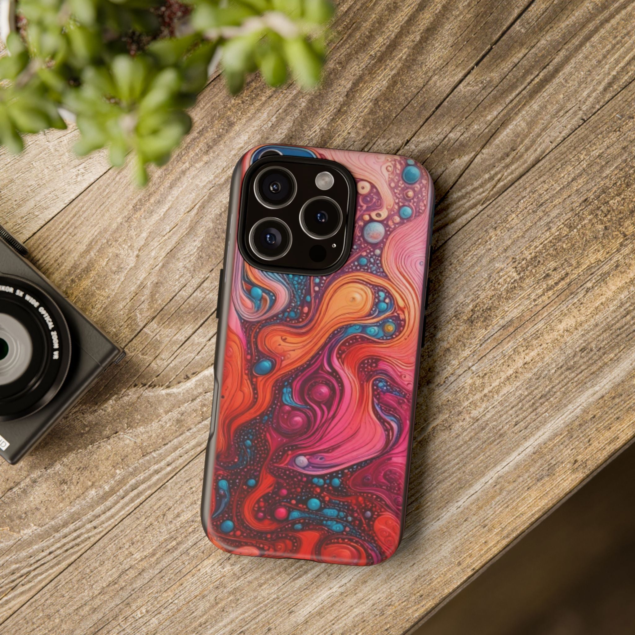 Abstract Swirl Tough Phone Case — Colorful Liquid Art Protective Cover