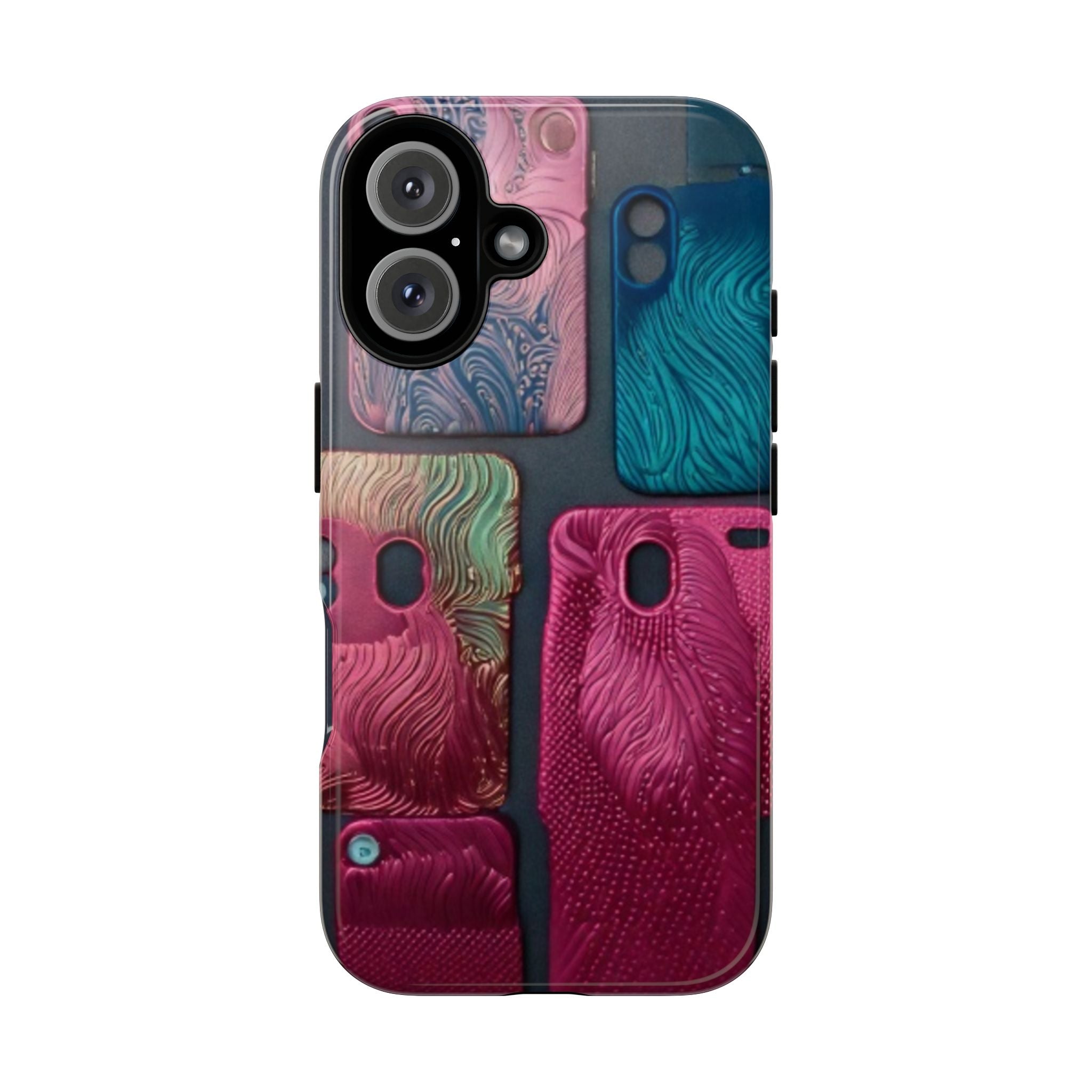 Tough Case - Colorful Textured Phone Case (Protective, Artistic Swirl Design)