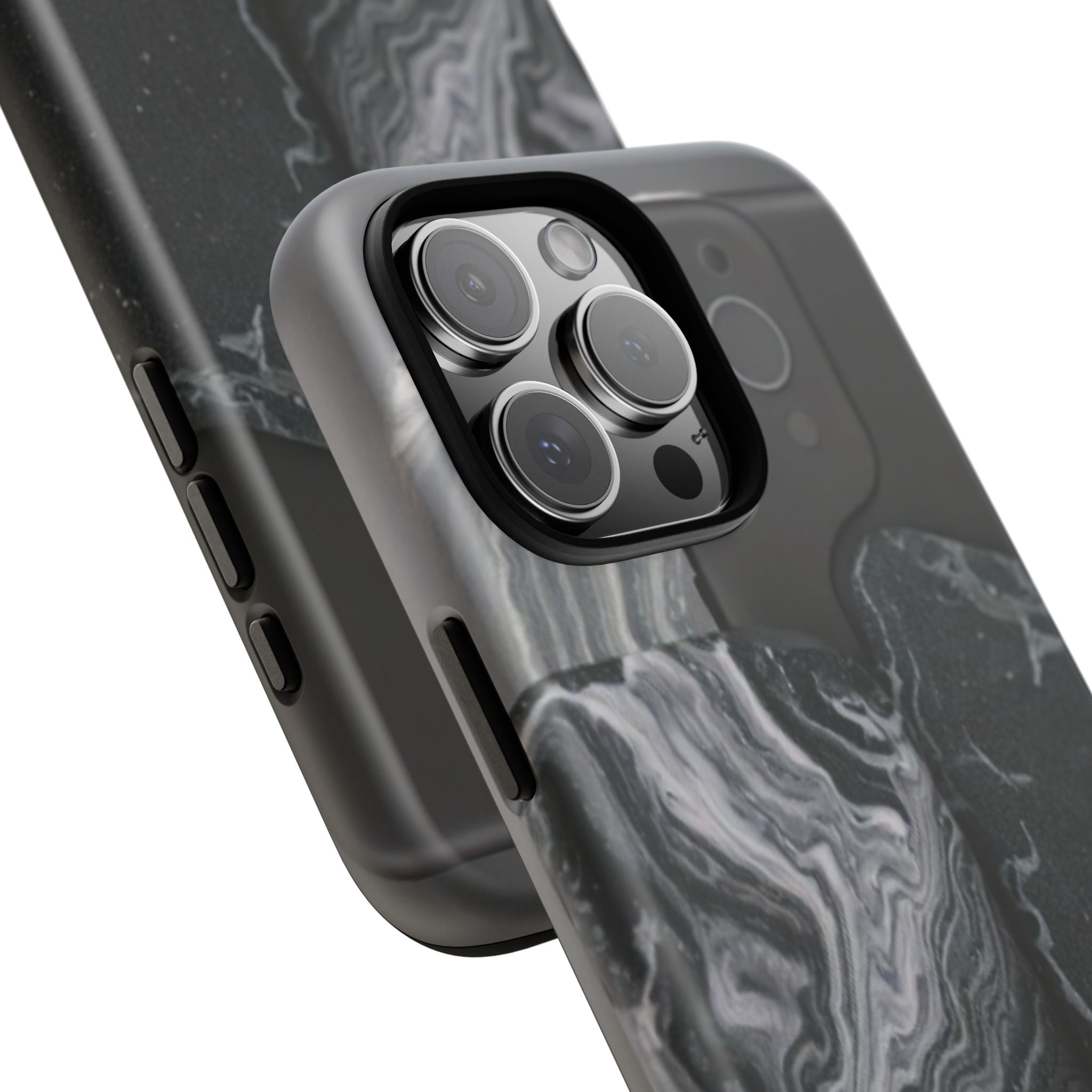 Black Marble Tough Phone Case — Protective iPhone Cover with Marble Texture