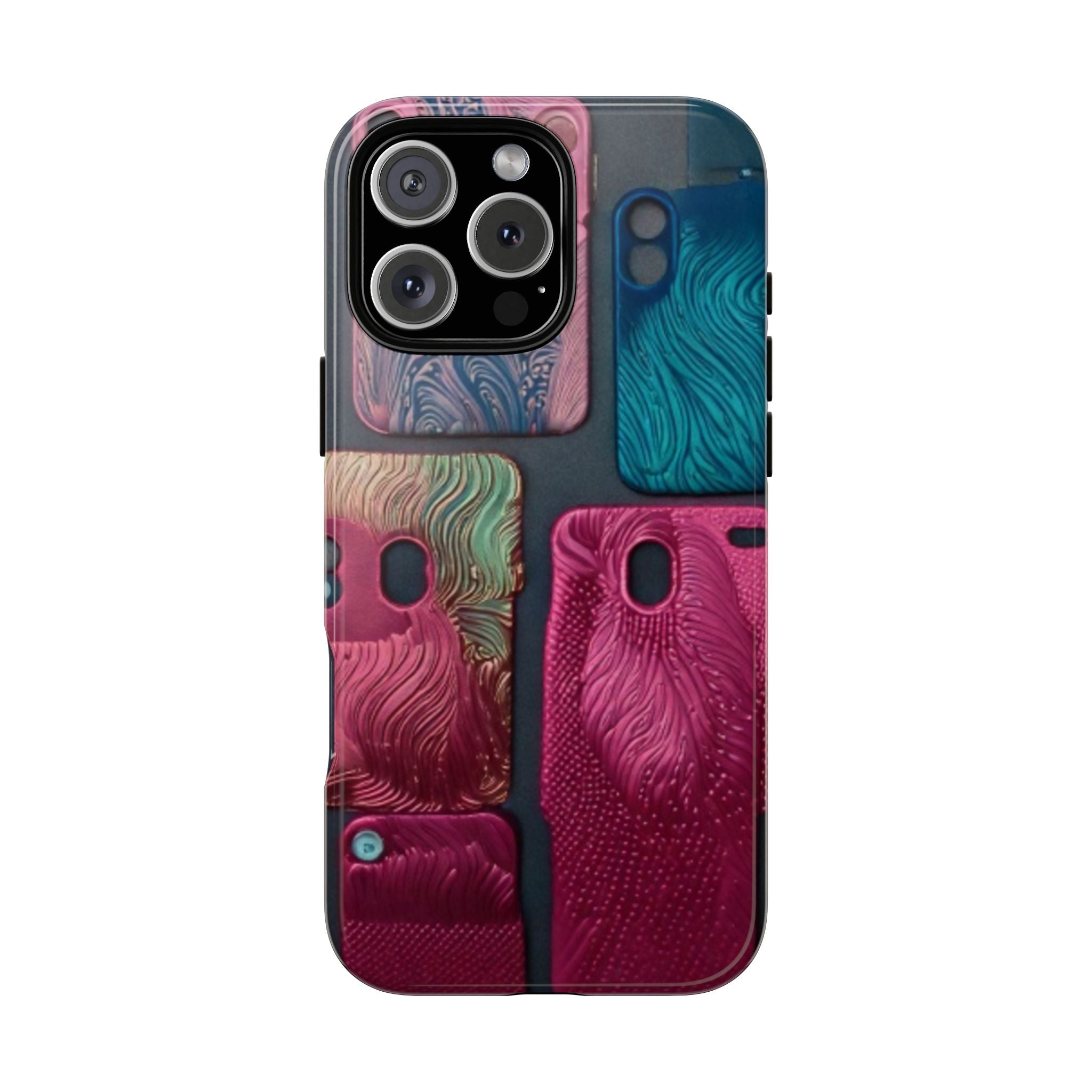Tough Case - Colorful Textured Phone Case (Protective, Artistic Swirl Design)