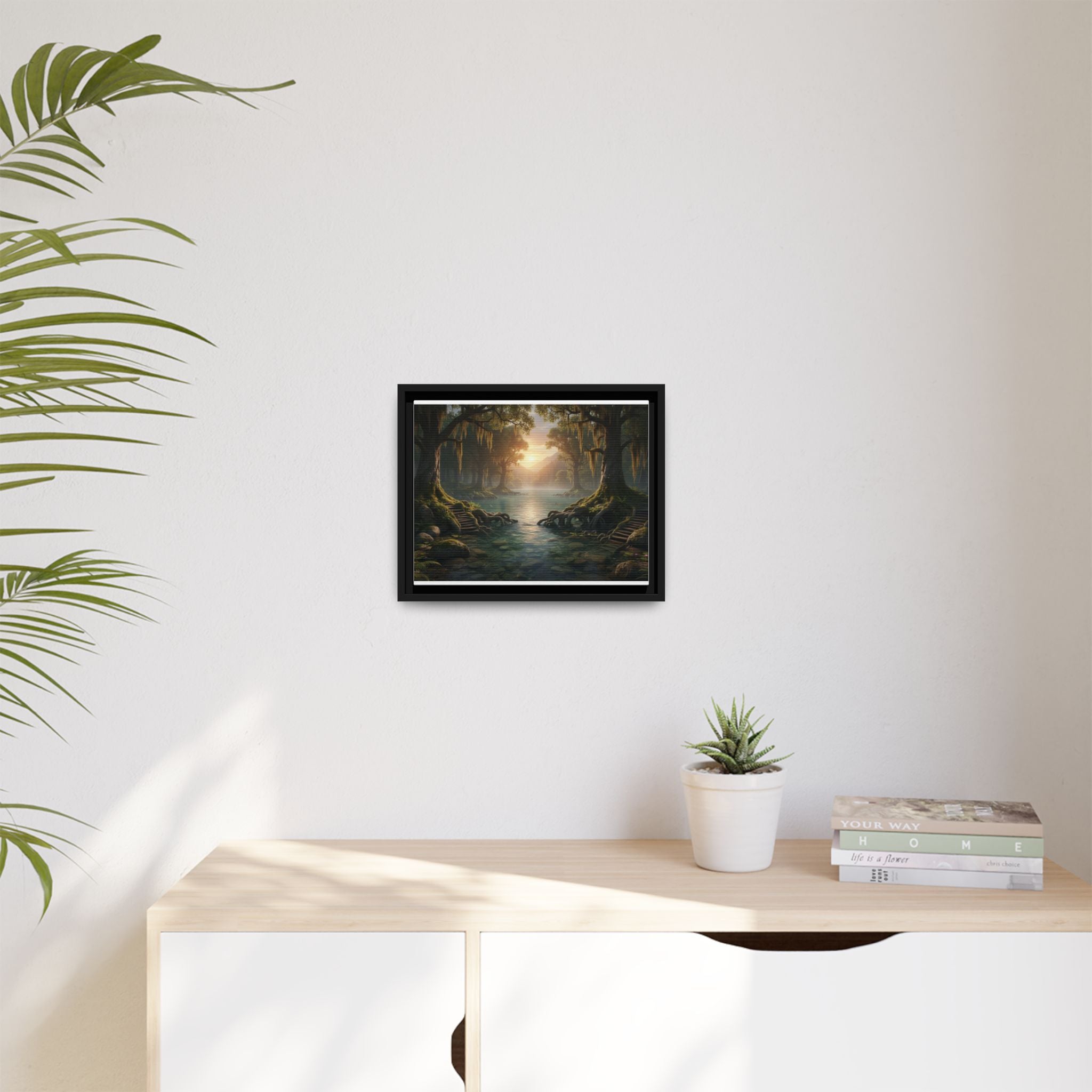 Framed Matte Canvas Art - Step In To The Water