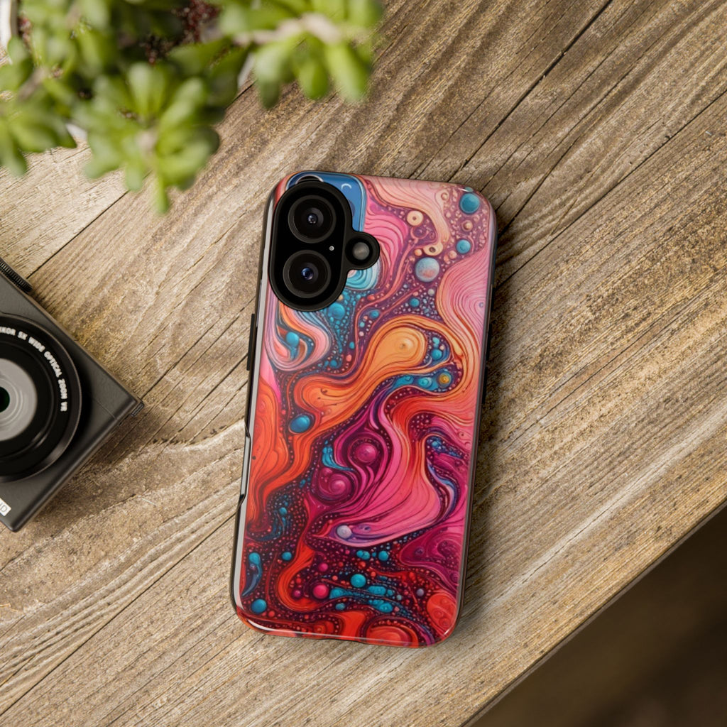 Abstract Swirl Tough Phone Case — Colorful Liquid Art Protective Cover