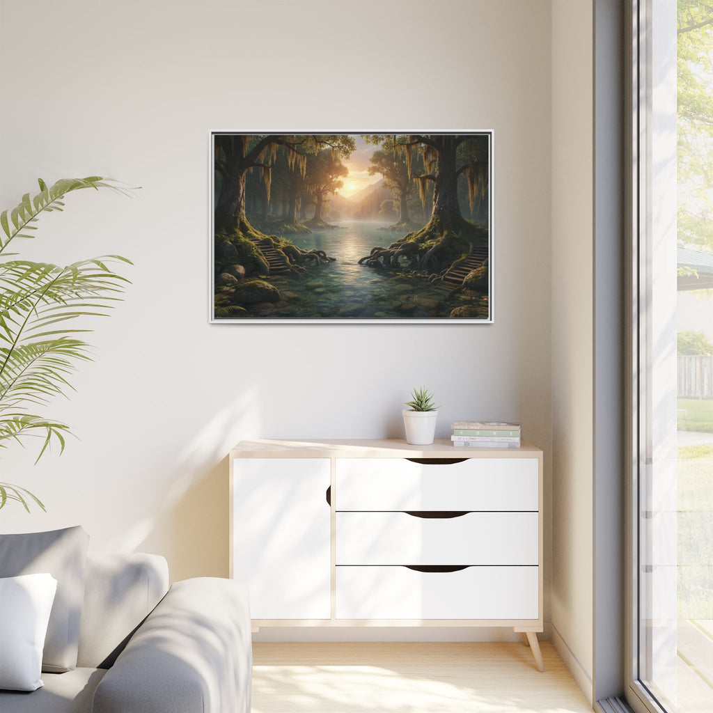 Framed Matte Canvas Art - Step In To The Water