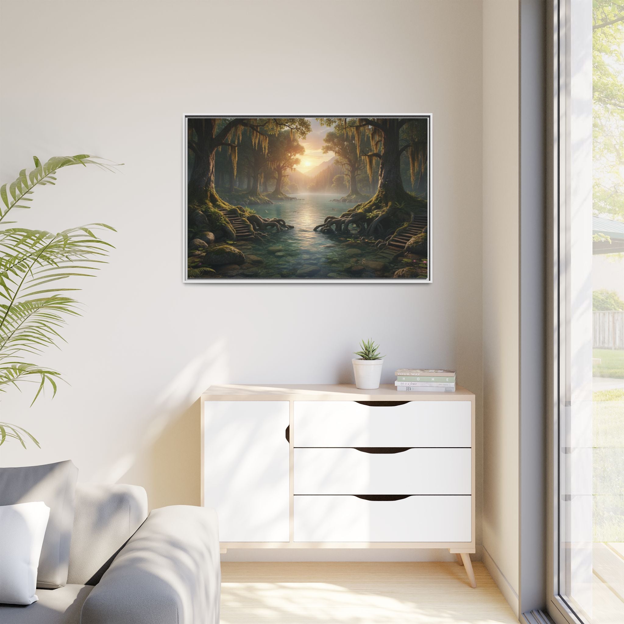 Framed Matte Canvas Art - Step In To The Water