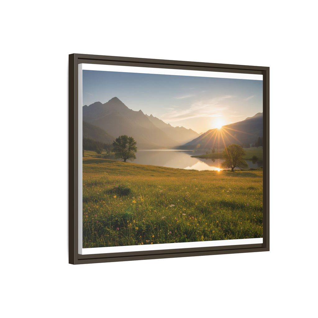 Sunrise Mountain Lake Matte Canvas — Framed Landscape Wall Art