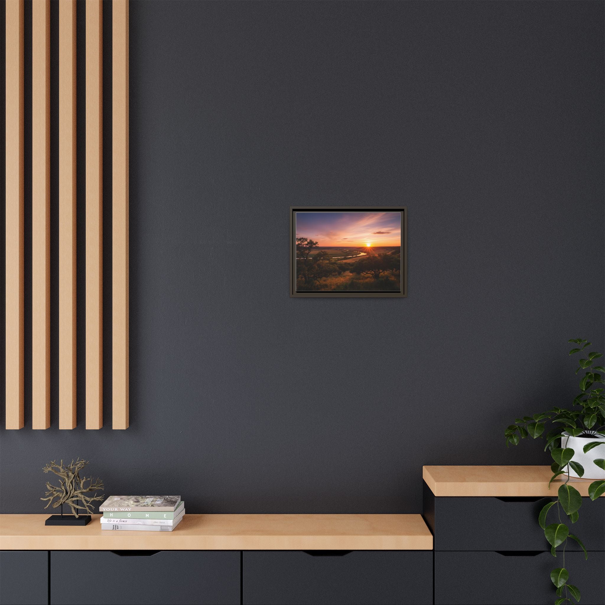 Sunset River Matte Canvas Framed Wall Art