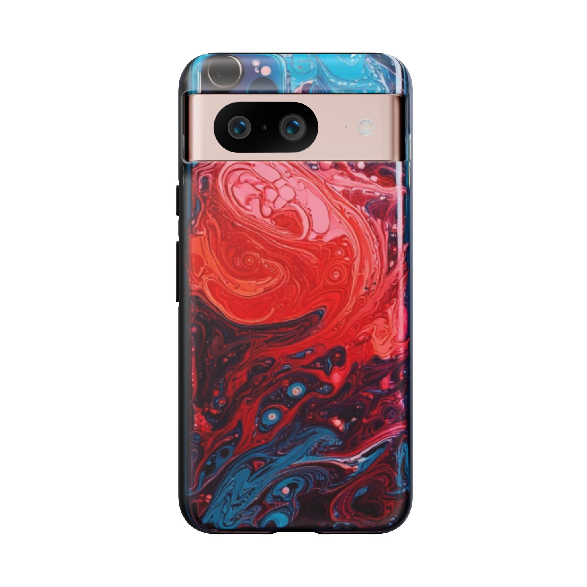 Abstract Red & Blue Swirl Tough Phone Case — Protective iPhone Cover with Fluid Art Design