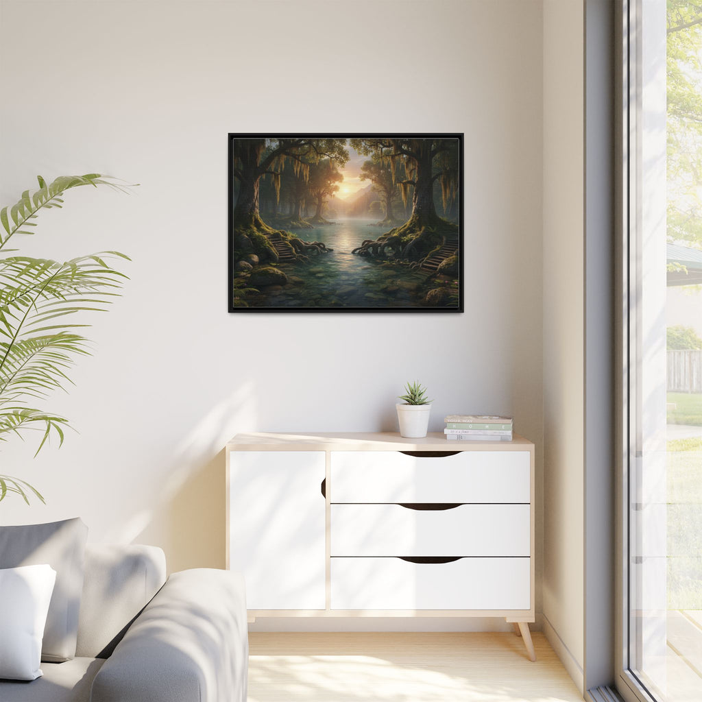 Framed Matte Canvas Art - Step In To The Water