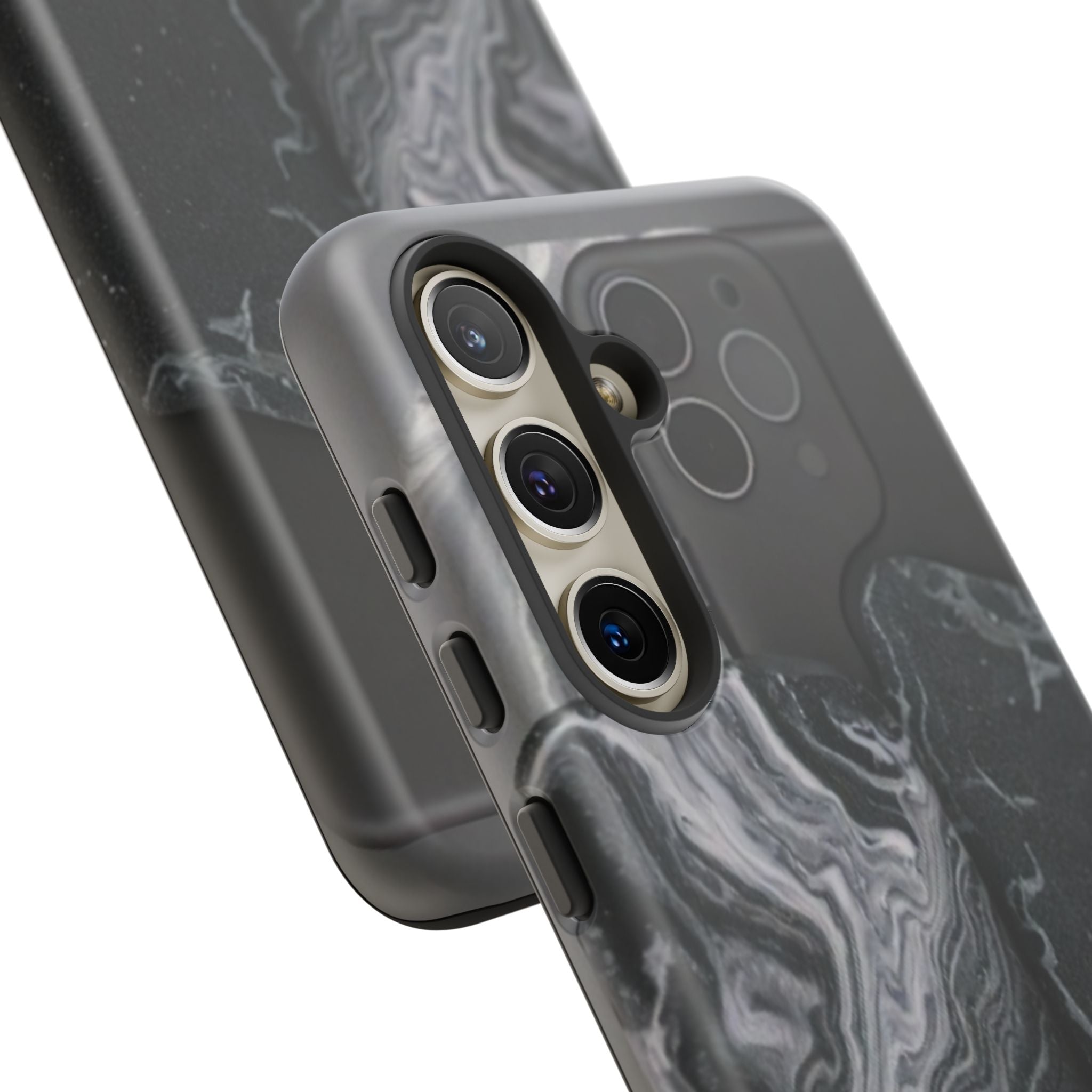 Black Marble Tough Phone Case — Protective iPhone Cover with Marble Texture