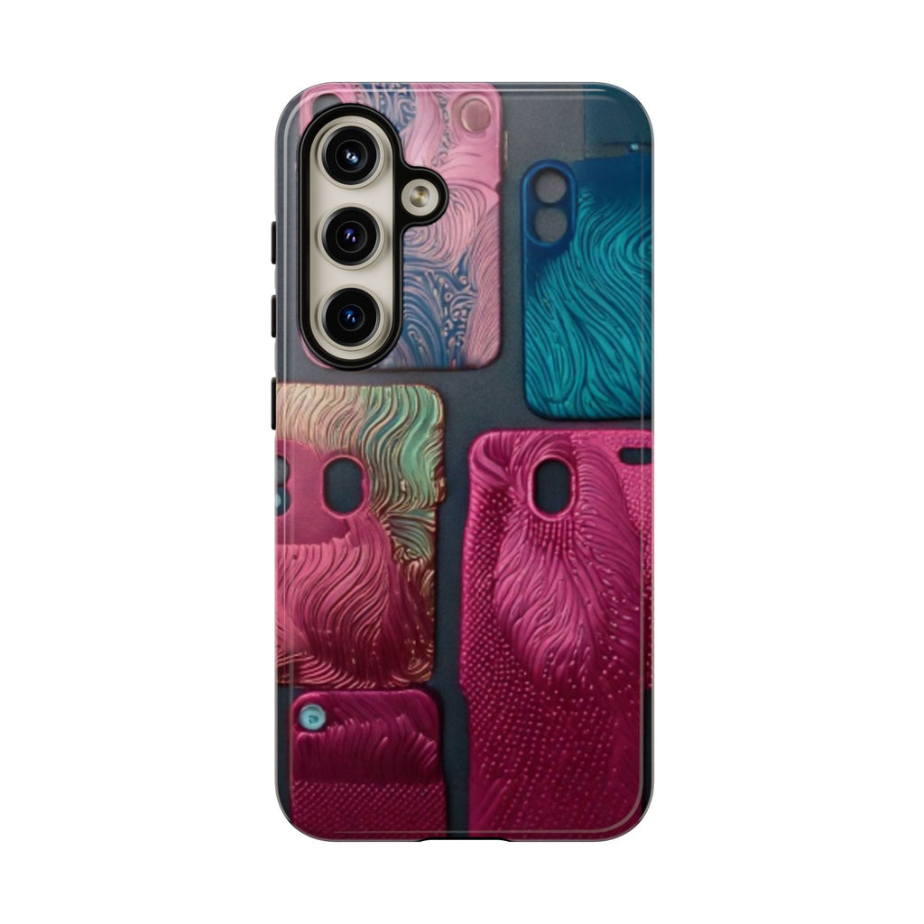 Tough Case - Colorful Textured Phone Case (Protective, Artistic Swirl Design)