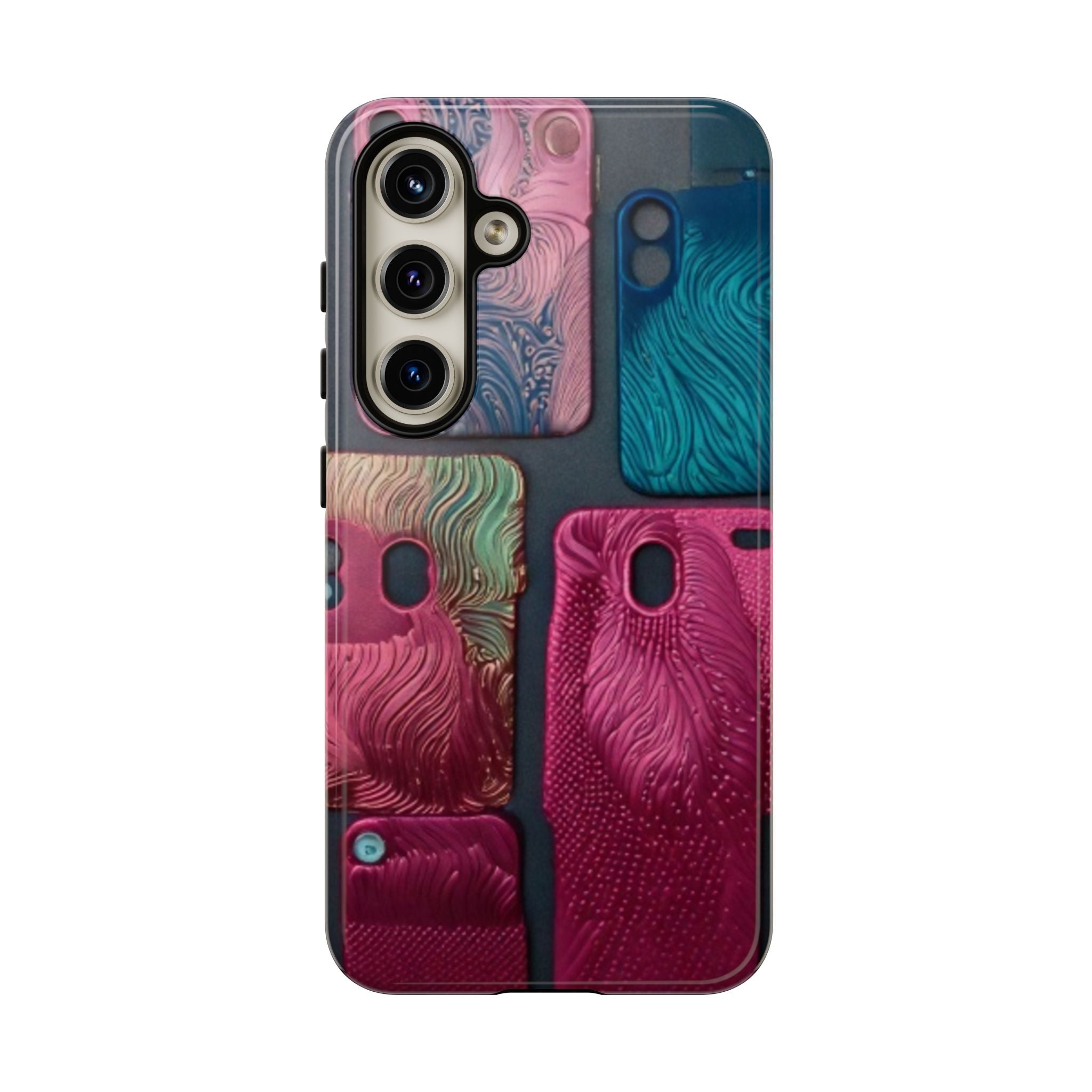 Tough Case - Colorful Textured Phone Case (Protective, Artistic Swirl Design)