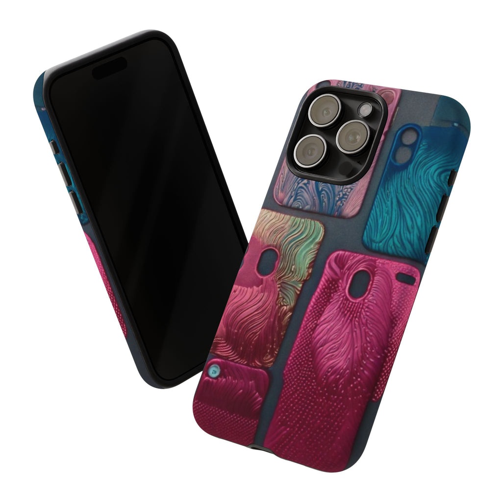 Tough Case - Colorful Textured Phone Case (Protective, Artistic Swirl Design)