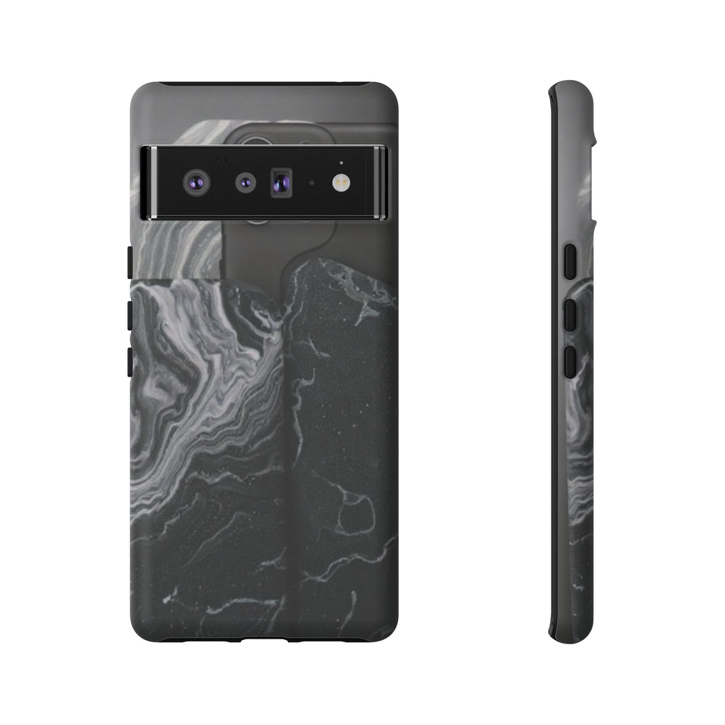 Black Marble Tough Phone Case — Protective iPhone Cover with Marble Texture