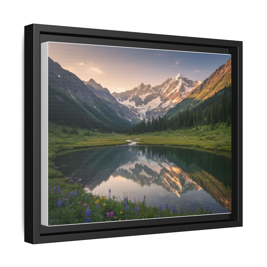 Matte Framed Canvas - Mountain Lake Landscape Wall Art