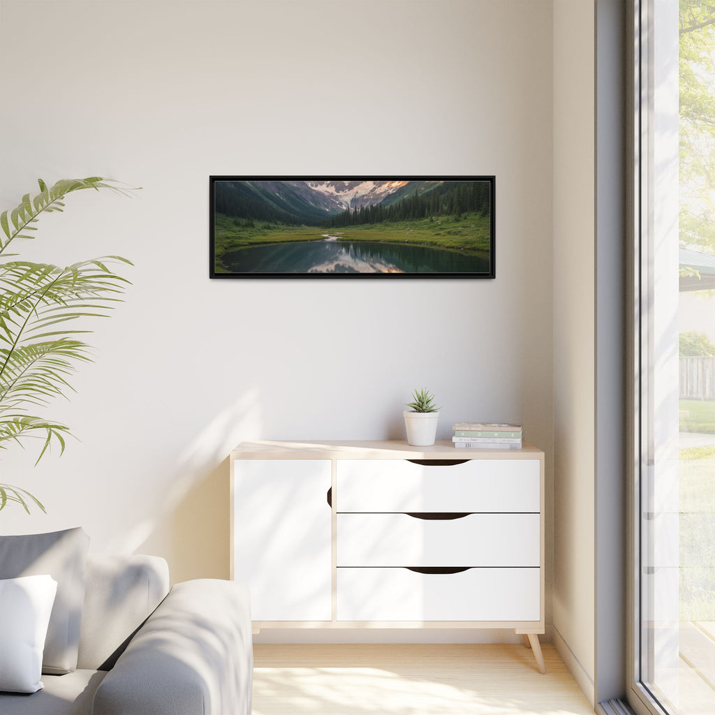 Matte Framed Canvas - Mountain Lake Landscape Wall Art