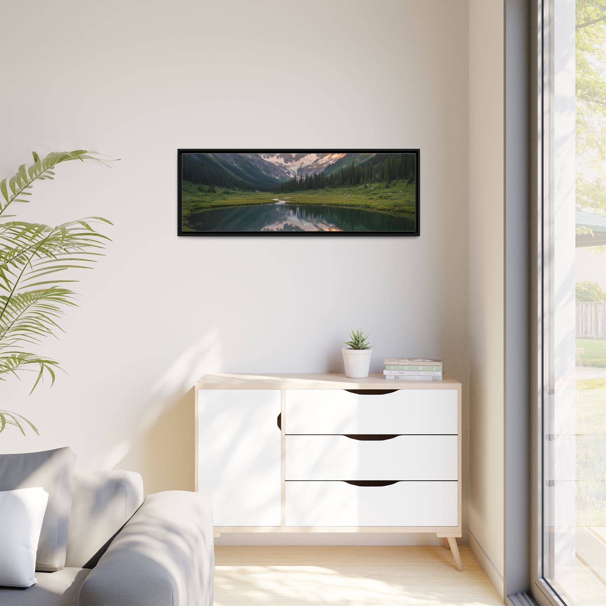 Matte Framed Canvas - Mountain Lake Landscape Wall Art