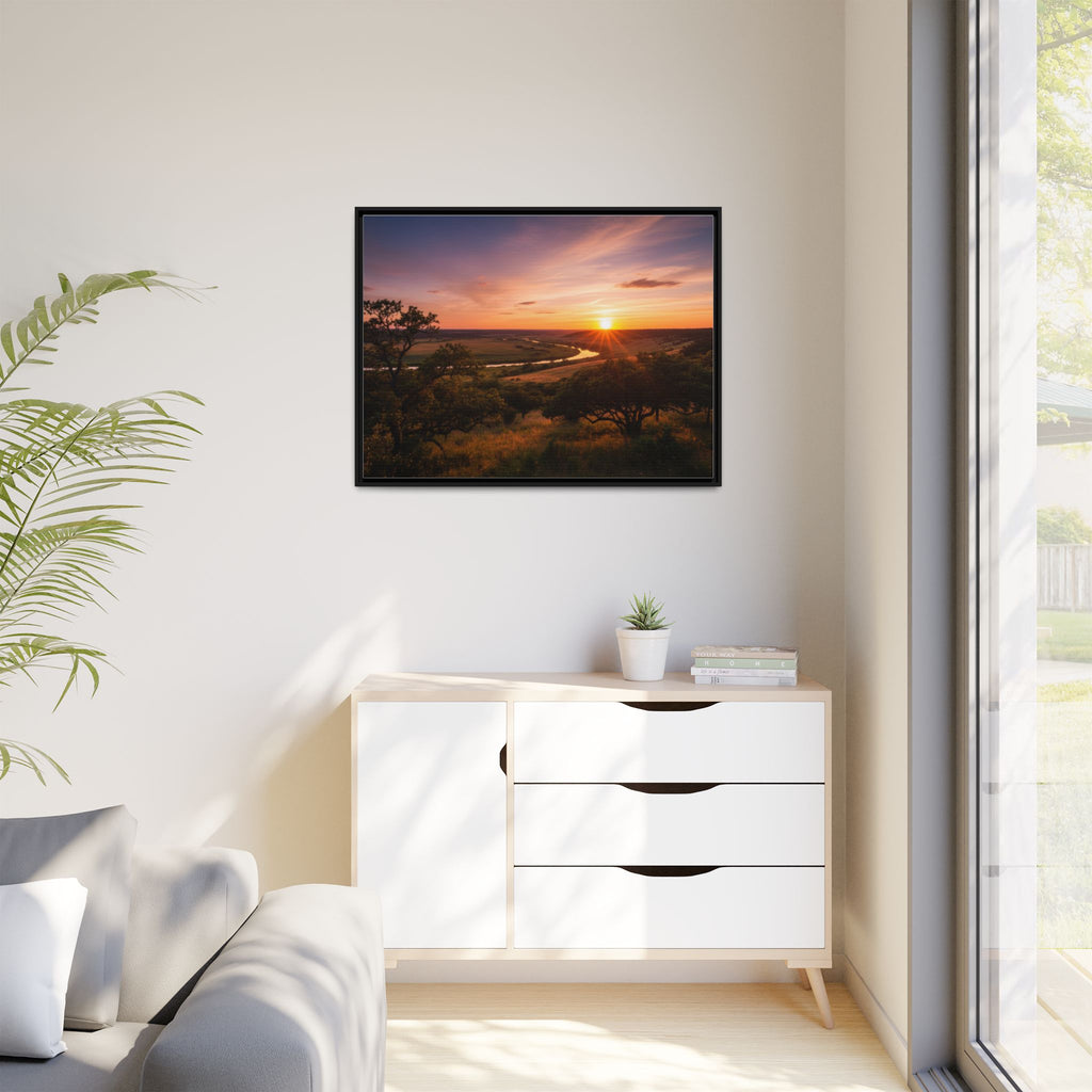 Sunset River Matte Canvas Framed Wall Art